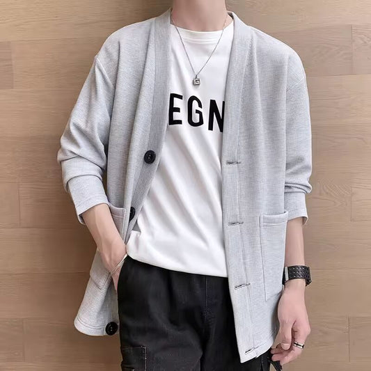 2024 Men's Jacket Summer Ice Silk Quick Drying Jacket High-End Business Casual Waistcoat Solid Color All-In-One Trench Coat 5XL